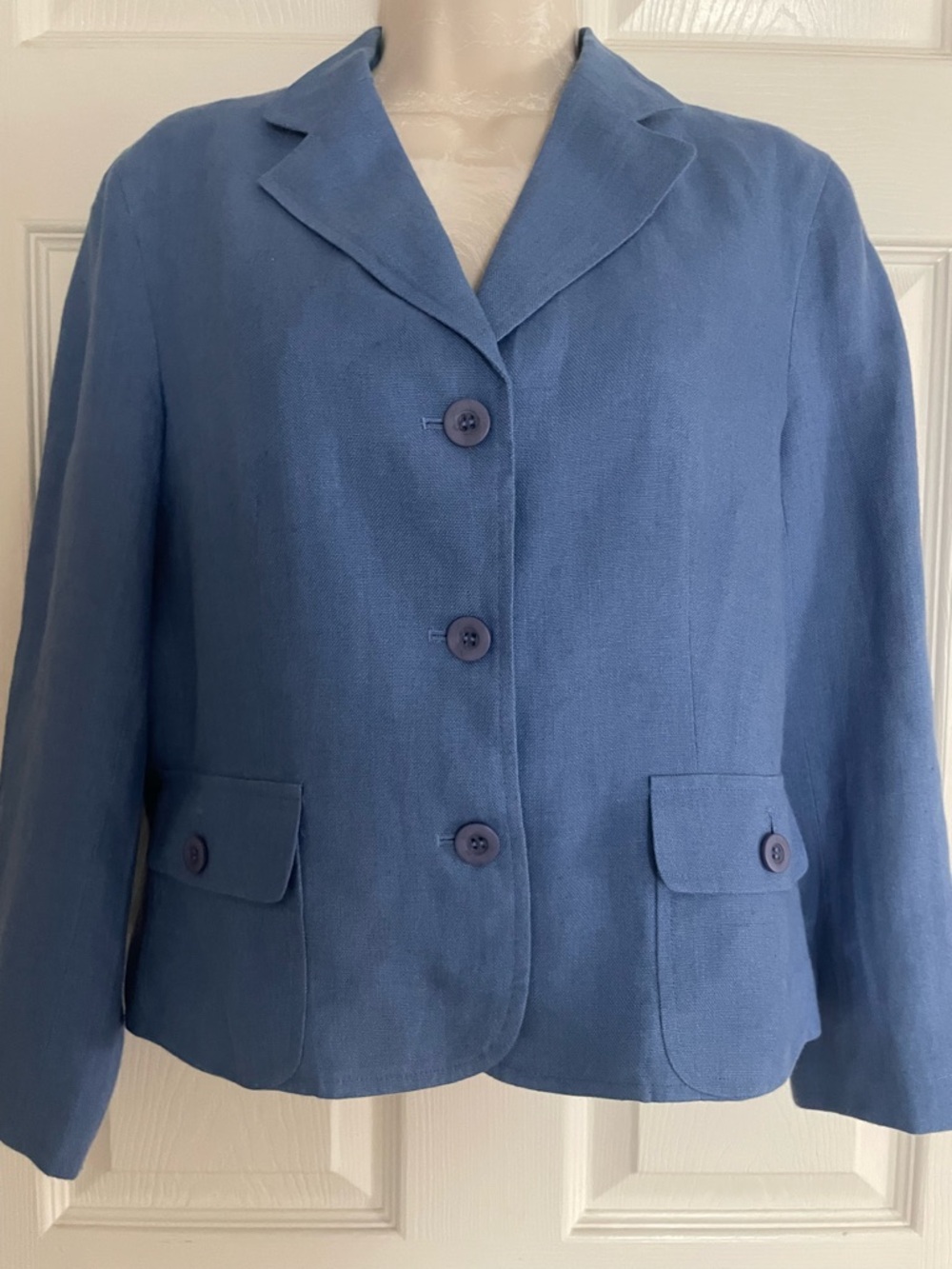 Talbots Dusty Blue Linen-Blend‎ Tailored Blazer